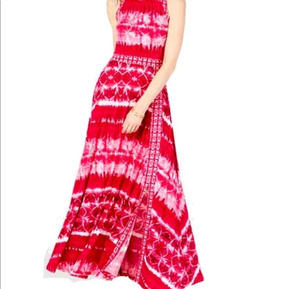 Inc International Concepts Maxi Dress fuchsia and white tie dye print size M